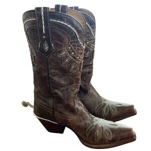 Tony Lama Rancho Western Boots Chocolate Brown Snip Toe Women’s Size 6.5